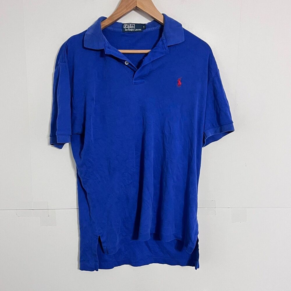Polo Ralph Lauren Mens Shirt Size S Brilliant Blue Short Sleeve Red Pony